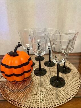Halloween/Holiday Ware-Luminarc Arcoroc Octime Black Stem Wine Goblet Glass